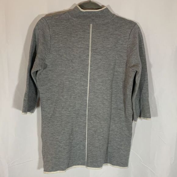 Topshop Grey & White Sweater Ribbed Collar Top - Picture 5 of 10